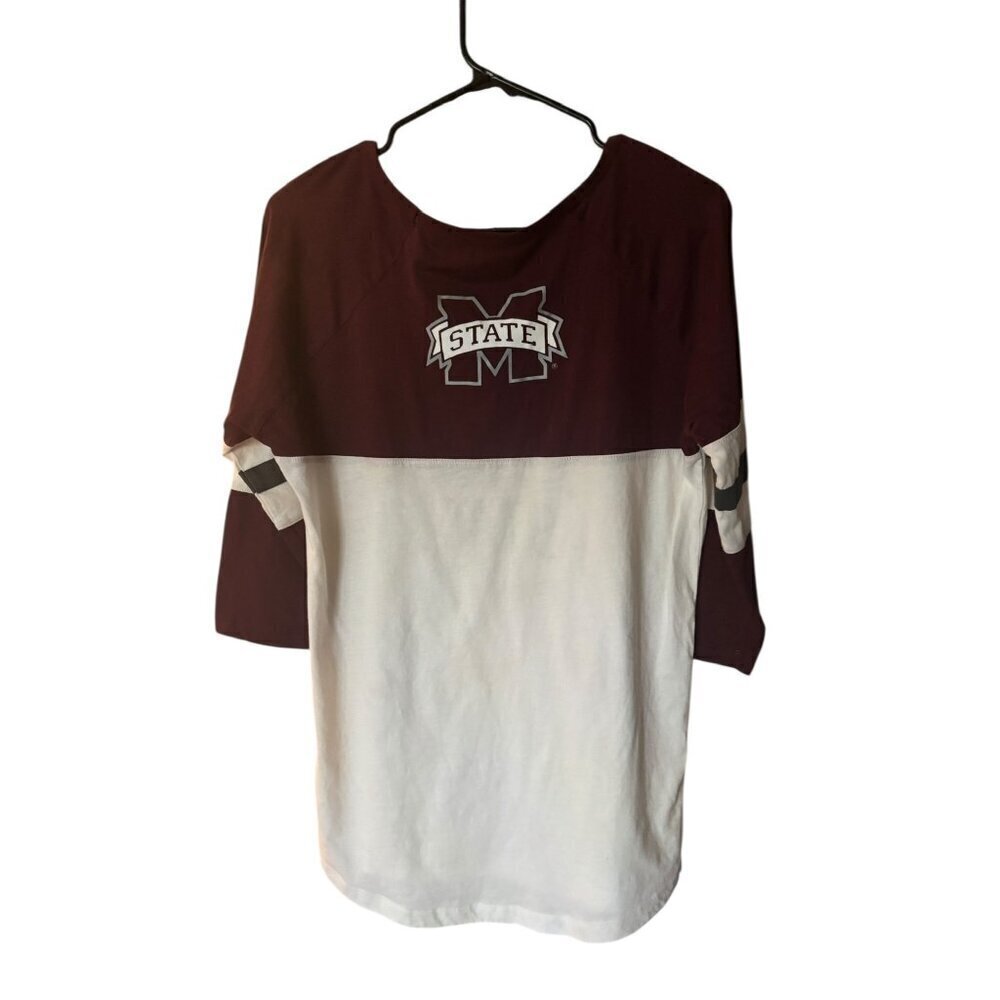 Pressbox MSU Women's White & Burgundy Shirt - Picture 2 of 6